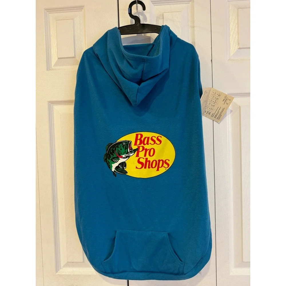 NEW Bass Pro Shops Blue Dog Hoodie Outfit Short Sleeves Cozy Size XL